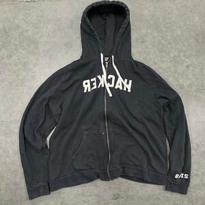 Black & white hacker zip up hoodie Size L